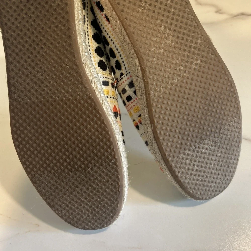 TOMS Alpargata Rope‎ Espadrille Flat Women's 8 Natural Woven Boho Embroidered